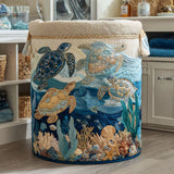 Cora - Quilted Coastal Laundry Basket
