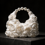 Rose - Rosette Pearl-Effect Top Handle Bag