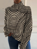 Philippa - Line-Pattern Roll Neck Jumper