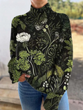 Seren - Botanical Print Roll Neck Jumper