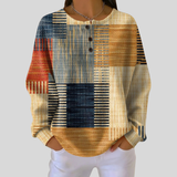 Hazel - Patchwork Waffle Button Sweatshirt