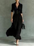 Clara - Pleated Collared Maxi Dress
