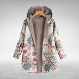 Flora - Floral Print Fleece-Lined Hooded Jacket