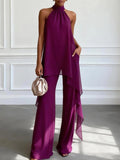 Octavia - Purple Halter Top And Trousers Co-ord Set