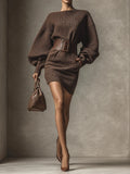 Blethe Women's Dark Brown Versatile Mini Dress
