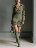 Iona - Fringed Faux Suede Mini Dress