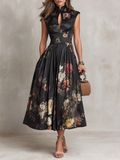 Ophelia - Floral Pleated Satin-Effect Midi Dress