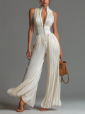 Imogen - Elegant Pleated Wide-Leg Jumpsuit