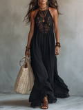 Elodie - Bohemian Lace-Trimmed Sleeveless Maxi Dress
