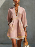 Oriana - Pink Crochet-Trim Mini Dress