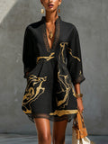 Vivienne - Black And Gold Marbled Mini Dress