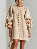 Flora - Floral Cuff Button Mini Dress