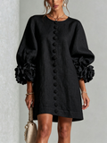 Ottilie - Floral-Cuff Button Mini Dress