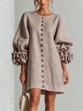 Beatrice - Floral Cuff Button Mini Dress