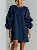 Violet - Navy Rosette Cuff Mini Dress