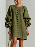 Saskia - Floral Cuff Button-Front Mini Dress