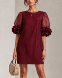Cecilia - Floral-Cuff Puff Sleeve Mini Dress