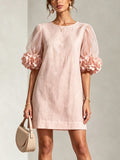 Felicity - Floral Cuff Puff Sleeve Mini Dress