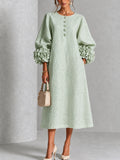 Seren - Sage Floral Cuff Midi Dress