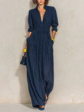 Serena - Pleated V-Neck Maxi Dress