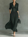 Vivienne - Pleated Collared Maxi Dress
