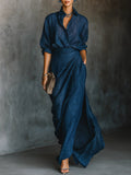 Helena - Crinkle Texture Shirt and Maxi Skirt Set