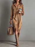 Flora - Ribbed Corduroy-Effect Shirt Dress
