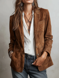 Ottilie - Vintage Brown Contrast Stitch Blazer