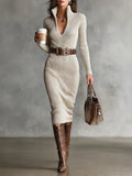 Madeleine - Ribbed Knit Midi Dress