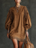 Tallulah - Fringed Faux Suede Mini Dress