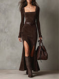 Eliza - Belted Square Neck Maxi Dress