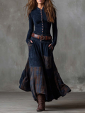 Margot - Faux Suede Patchwork Maxi Dress