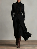 Octavia - Asymmetric Draped Polo Neck Maxi Dress