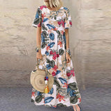 Daisy - Botanical Print Flutter Sleeve Maxi Dress