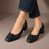 Philippa - Square Toe Low Block Heel Shoes