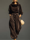 Josephine - Velvet Cowl Neck Top And Trousers Set