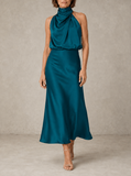 Juliet - Draped Halter Neck Midi Dress