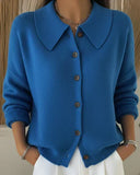 Isobel - Collared Button-Front Knit Cardigan