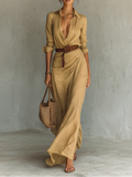 Amelia - Collared Maxi Shirt Dress