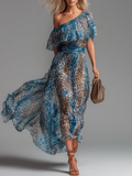 Flora - Animal Print One-Shoulder Maxi Dress