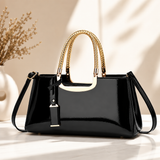 Eleanor - Glossy Black Structured Handbag