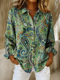 Verity - Paisley Print Button-Up Blouse