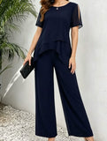 Arabella - Chiffon Overlay Two-Piece Trouser Set