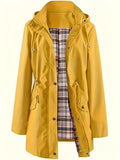Hazel - Hooded Check-Lined Rain Jacket