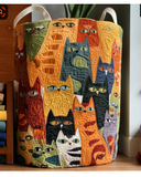 Ophelia - Quilted Cat Print Laundry Basket