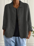 Philippa - Charcoal Crinkle Button-Through Blouse