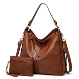 Saskia - Vintage-Effect Slouch Shoulder Bag With Pouch