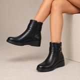 Hazel - Buckled Wedge Ankle Boots