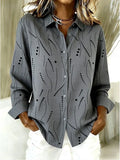 Seren - Dotted Line Print Button-Up Blouse