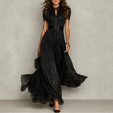 Verity - Ruffle Neck Pleated Maxi Dress